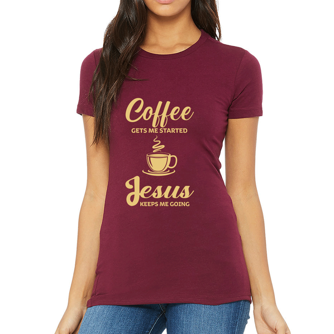 Coffee gets me started  Jesus keep me going shirt religious shirt inspirational shirt religious shirt mom shirt - Pacman Creations